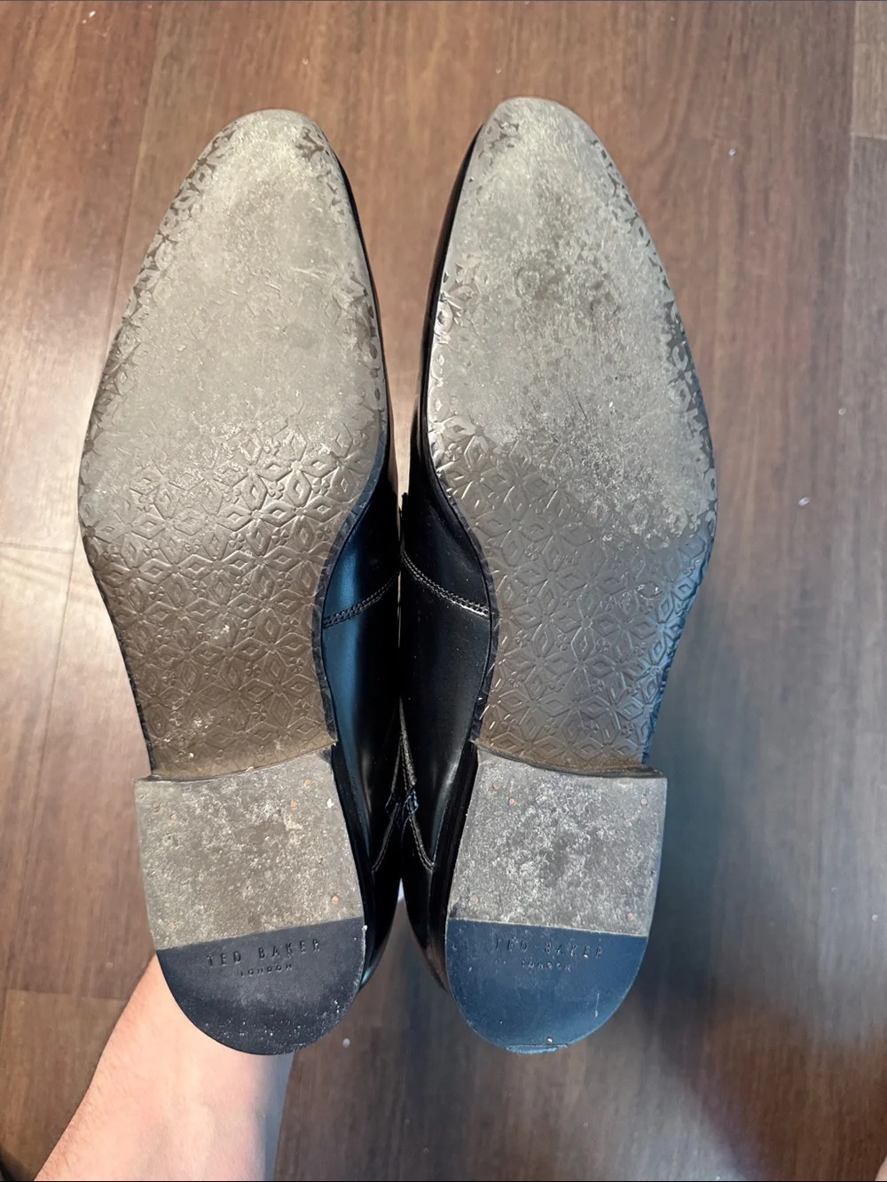Ted Baker Black Leather Derby Shoes with Blue Lining and Blue Laces